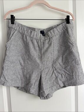 J. Crew blue & White Striped linen blend Elastic-Waist Women’s Shorts